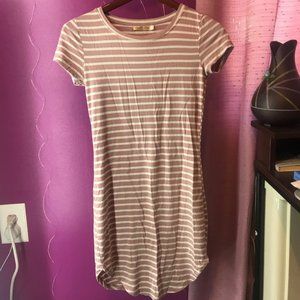 Soft pink striped bodycon casual dress